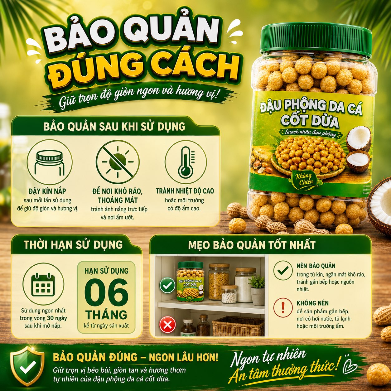 Đậu Phộng Da Cá Nước Cốt Dừa 500gr - Giòn Tan, Béo Thơm, Đậm Vị Tự Nhiên