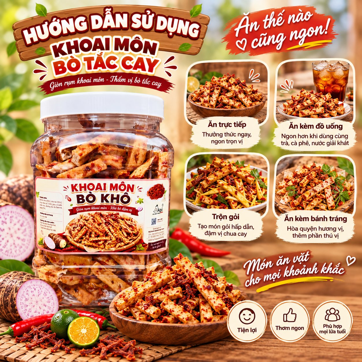 Khoai Môn Cọng Bò Tắc Cay 500gr