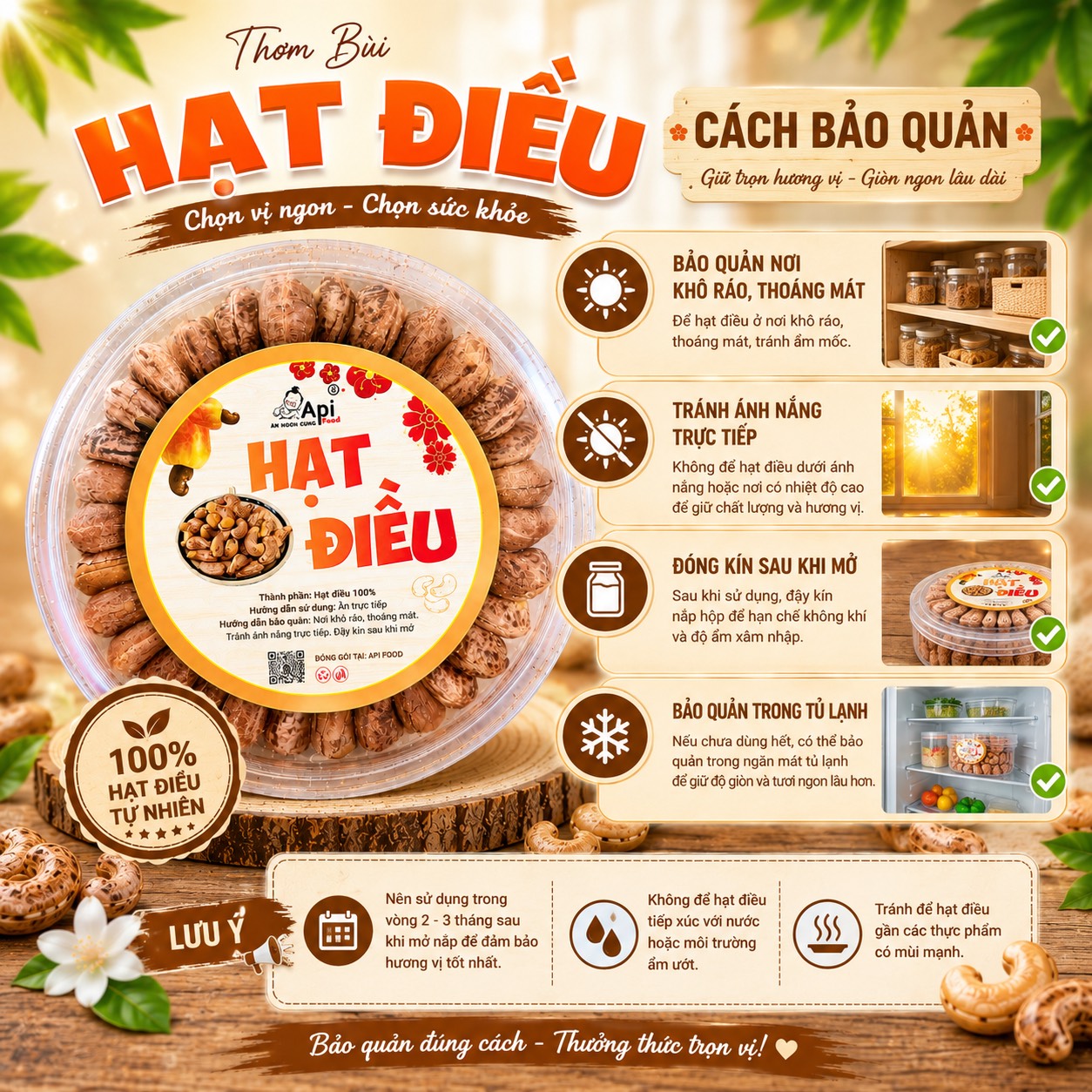 Hạt Điều A Cồ Rang Muối - Đặc Sản Bình Phước [ HỘP TRÒN ]