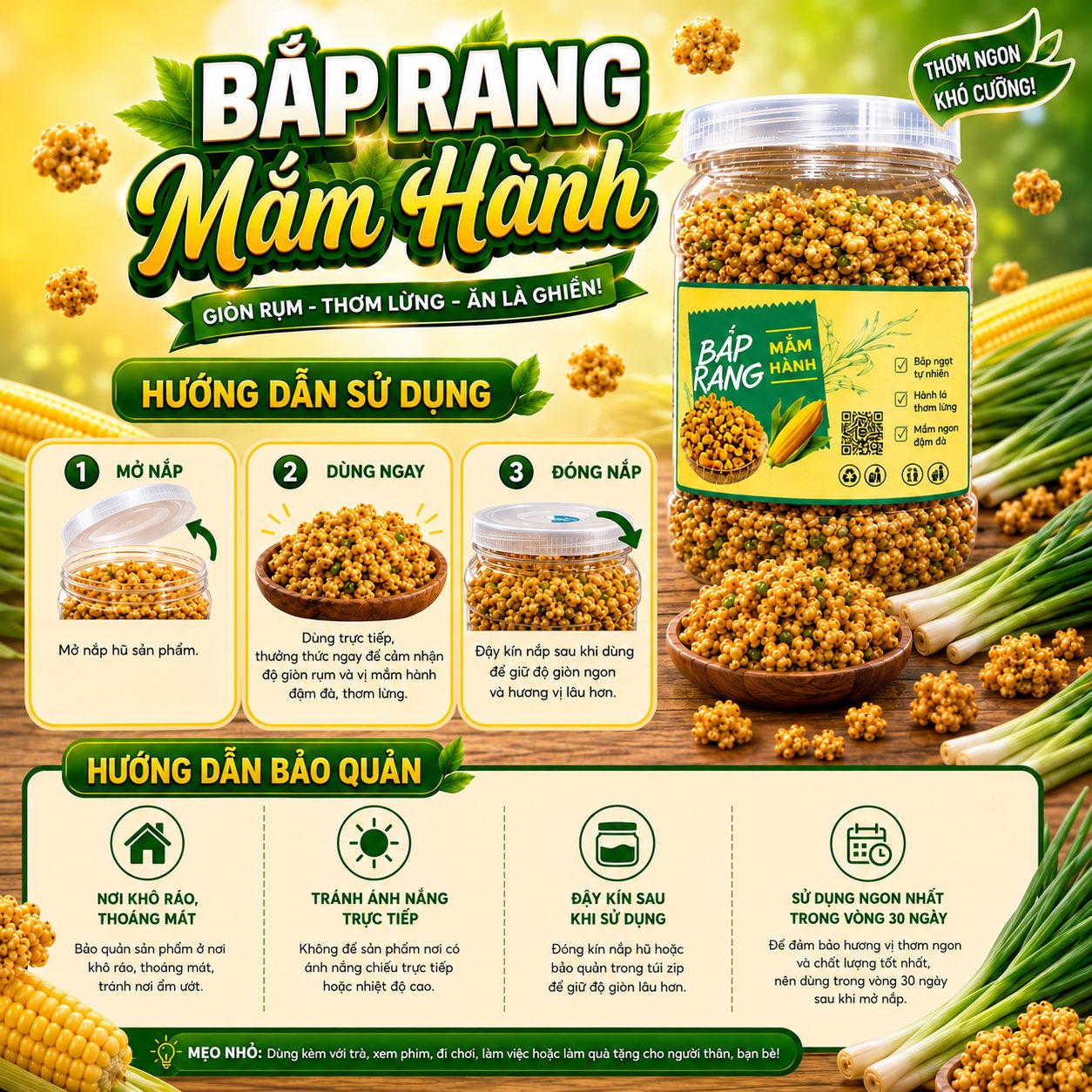 Bắp Rang Mắm Hành – Ăn Là Ghiền, Giòn Tan Từng Hạt