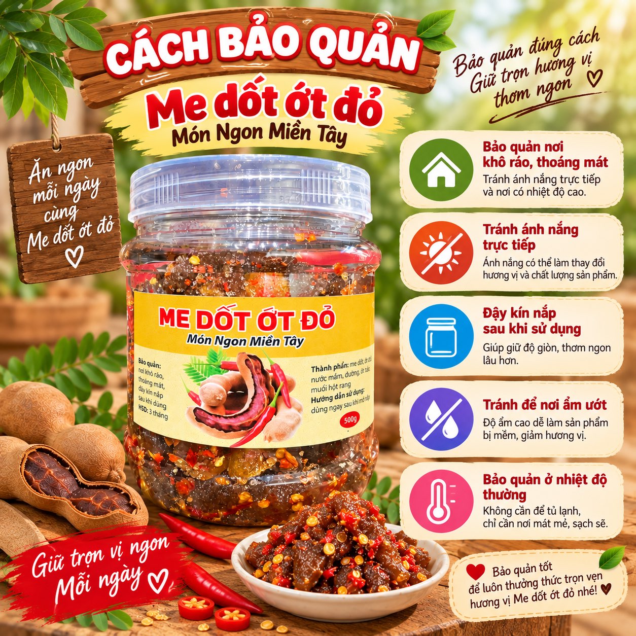 Me Dốt Sốt Ớt Đỏ Chua Cay Mặn Ngọt 500gr