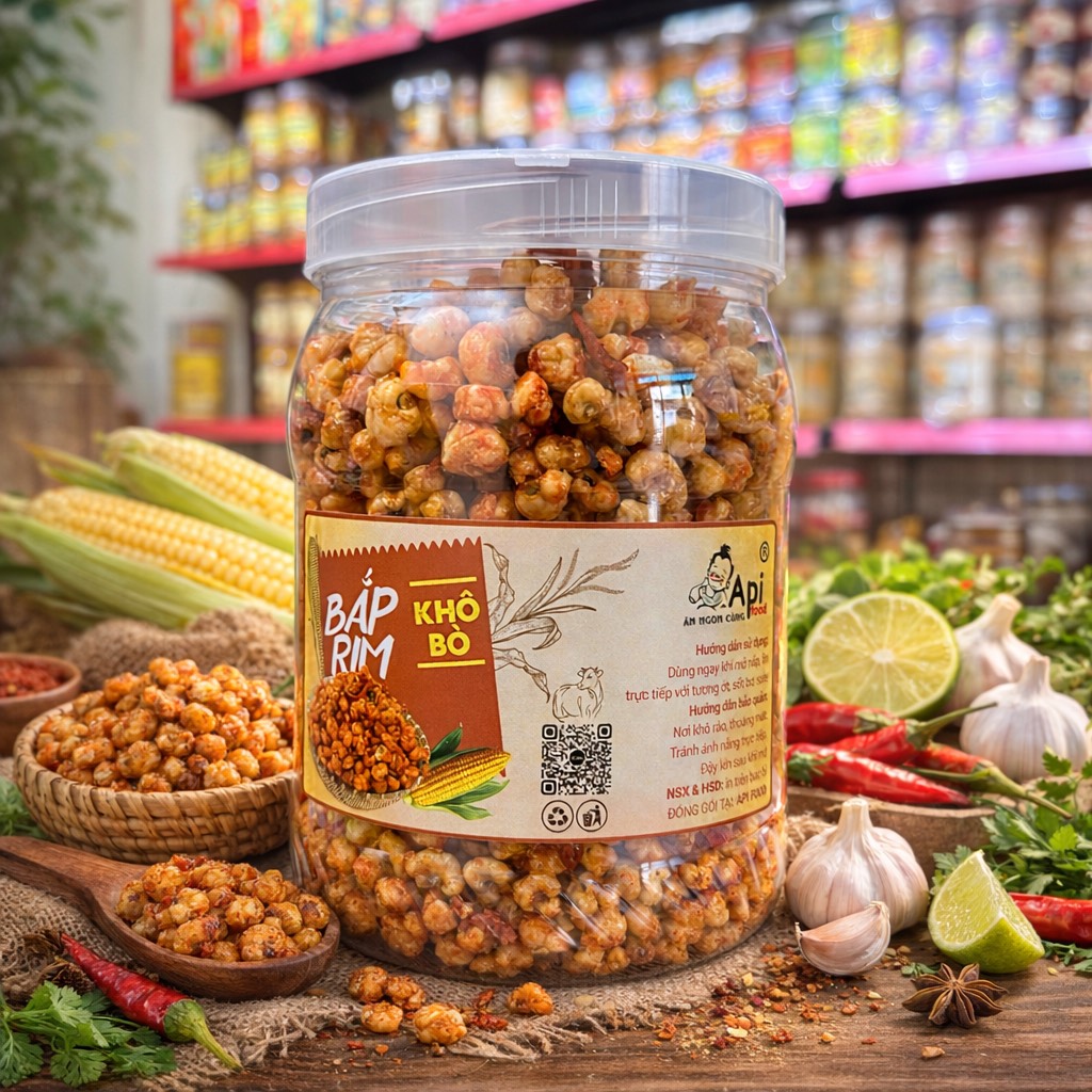 Bắp Rim Khô Bò Giòn Rùm Rụm Siêu Ngon - Ăn Vặt Api Food