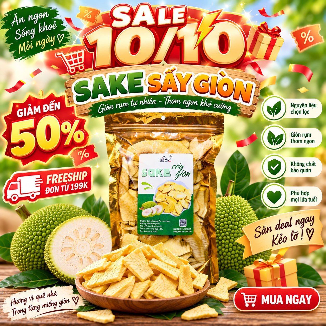 Sake Sấy Giòn Rùm Rụm, Ăn Vặt Ngon, Bổ, Lành Mạnh 400gr