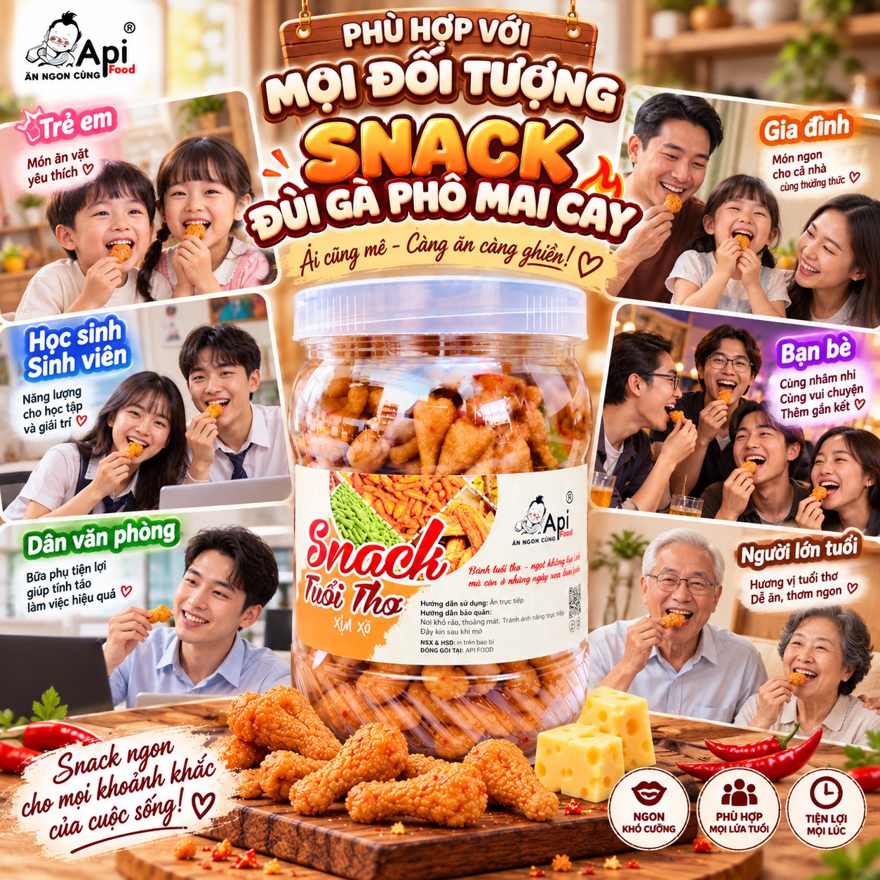 Snack Đùi Gà Cay Phô Mai 400gr