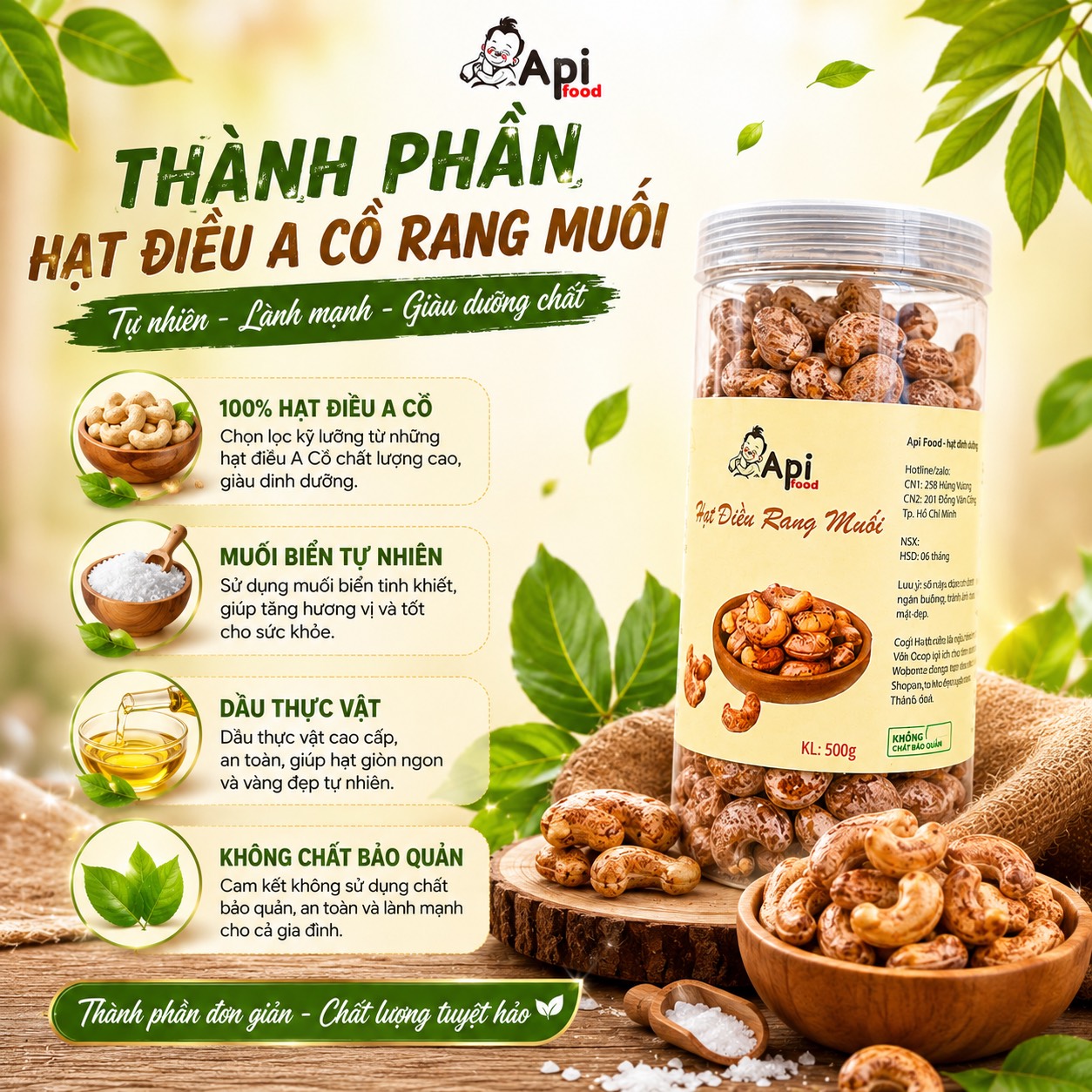 Hạt Điều A Cồ Muối Rang Củi Bình Phước - Đặc Sản Tây Nguyên