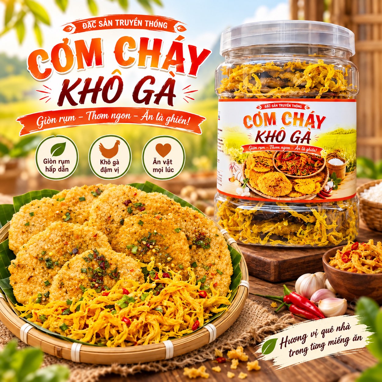 Cơm Cháy Mắm Kẹo Lắc Khô Gà 450gr