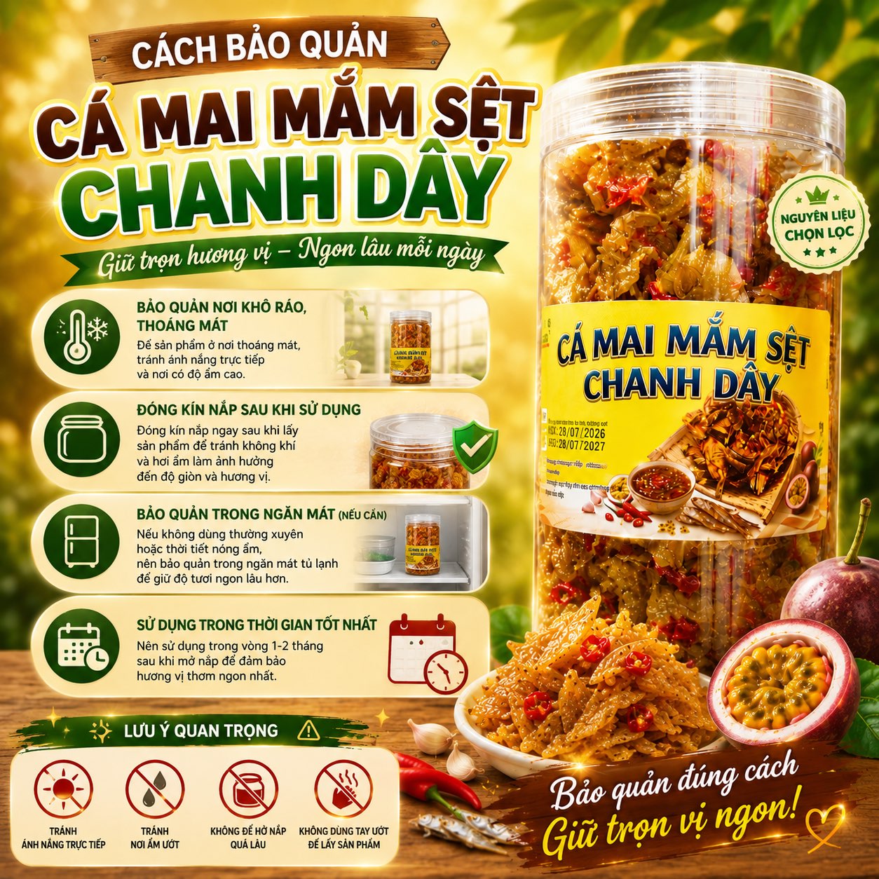 Khô Cá Mai Mắm Sệt Chanh Dây 300gr