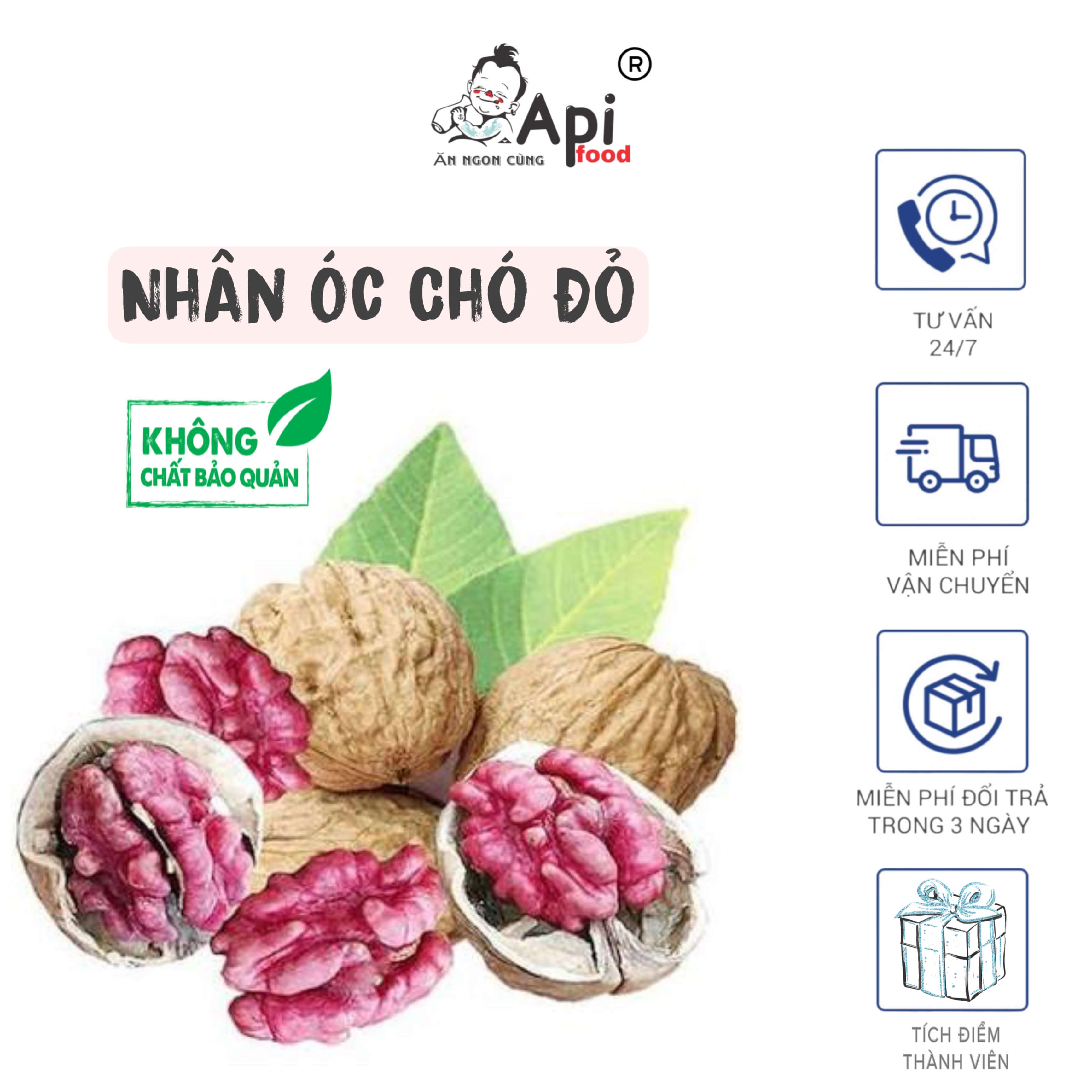 Nhân Hạt Óc Chó Đỏ Tách Vỏ Dinh Dưỡng Api Food - Hạt Dinh Dưỡng Organic