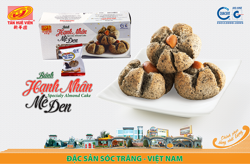 Bánh Hạnh Nhân MÈ ĐEN Tân Huê Viên 300gr, Đặc Sản Sóc Trăng