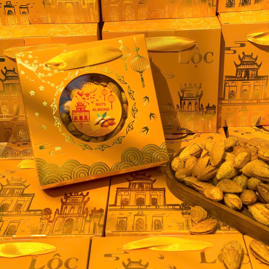 [ HỘP TẾT ] Hạt Hạnh Nhân Rang Bơ USA Vỏ Mỏng Api Food - Hạt Dinh Dưỡng Organic - Nuts, Ăn Vặt