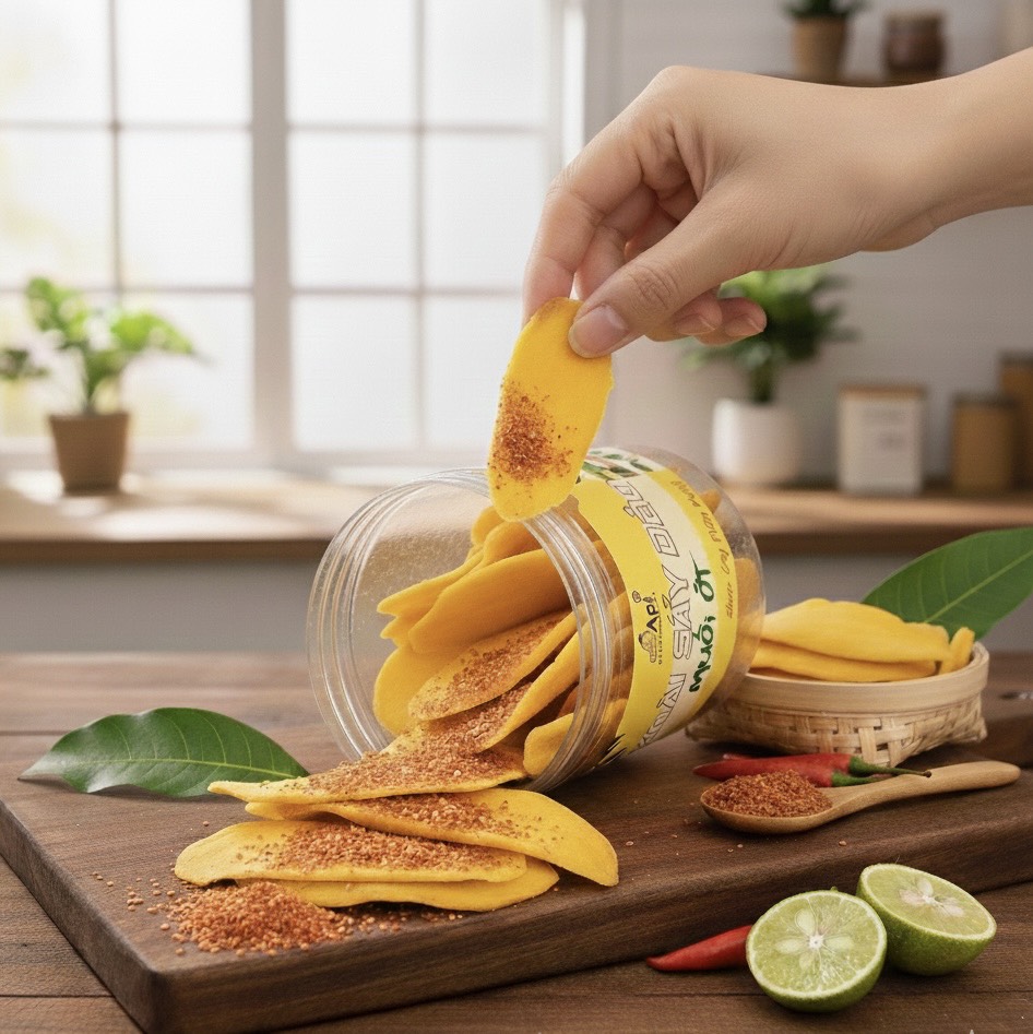 Xoài Sấy Dẻo Muối Ớt Chua Cay Mặn Ngọt Api Food ( Hàng Xuất Khẩu )