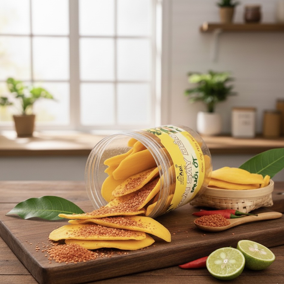 Xoài Sấy Dẻo Muối Ớt Chua Cay Mặn Ngọt Api Food ( Hàng Xuất Khẩu )