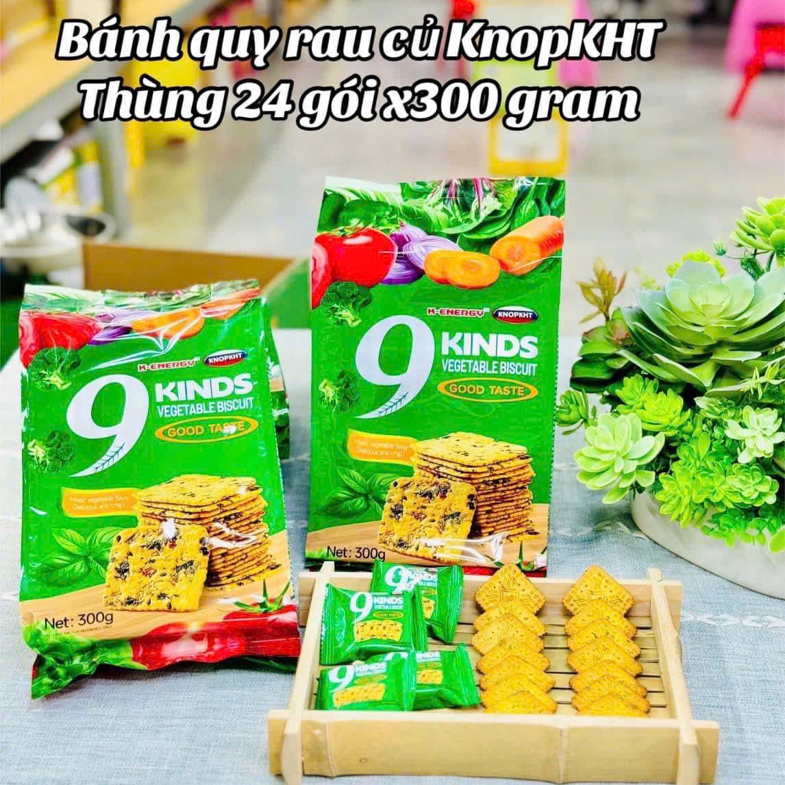 (NGUYÊN THÙNG) Bánh Quy Ăn Kiêng 9 Loại Rau Củ Weisel (Gói 328g)