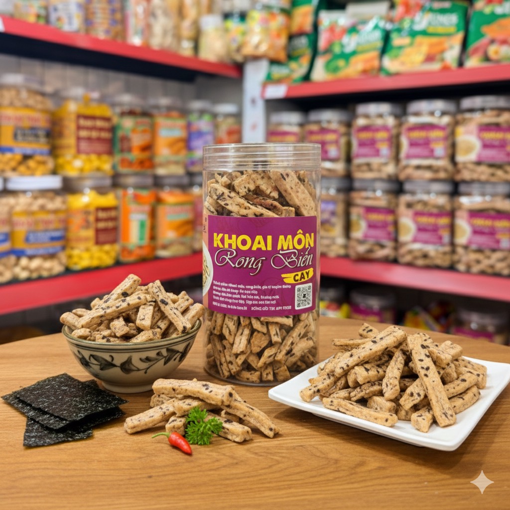 Khoai Môn Cọng Sấy Rong Biển Cay - Bùi Béo Giòn Tan Mê Ly