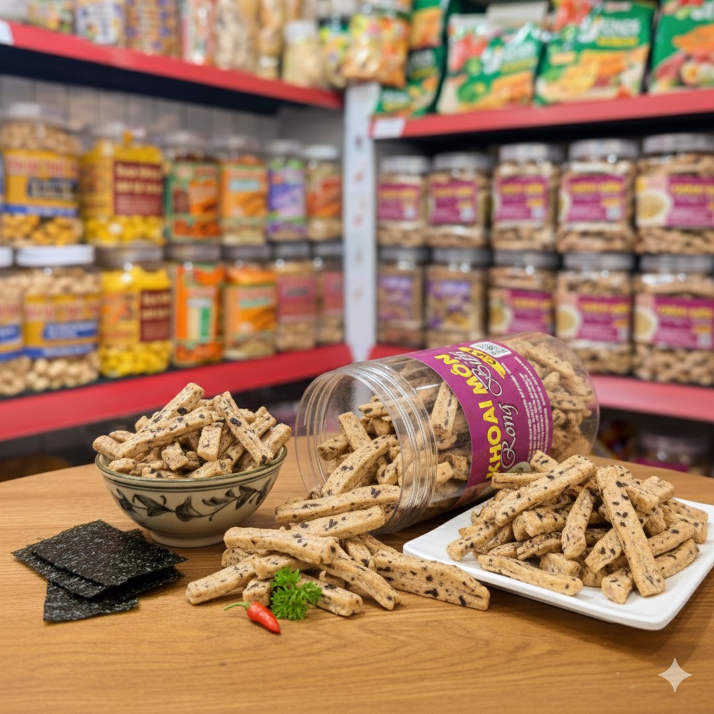 Khoai Môn Cọng Sấy Rong Biển Cay - Bùi Béo Giòn Tan Mê Ly