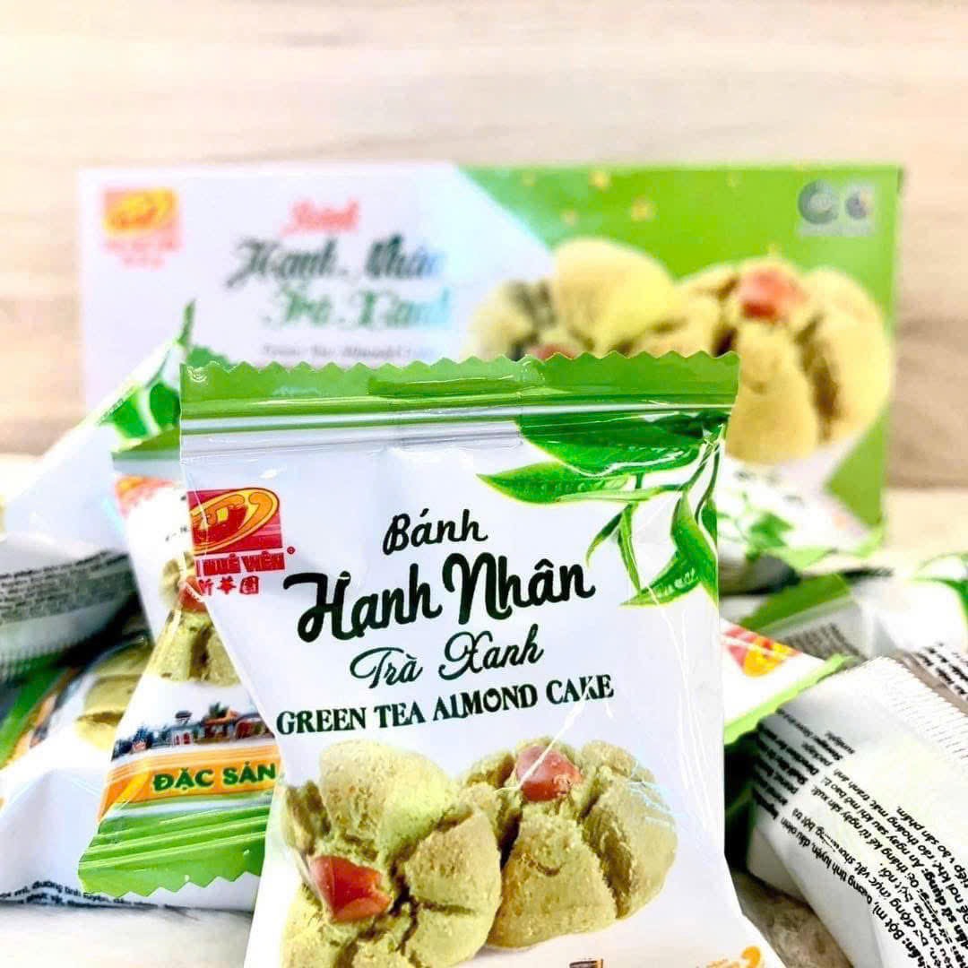 Bánh Hạnh Nhân TRÀ XANH Tân Huê Viên 300gr, Đặc Sản Sóc Trăng