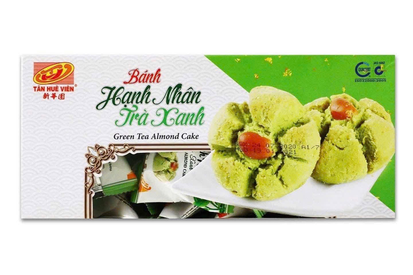 Bánh Hạnh Nhân TRÀ XANH Tân Huê Viên 300gr, Đặc Sản Sóc Trăng