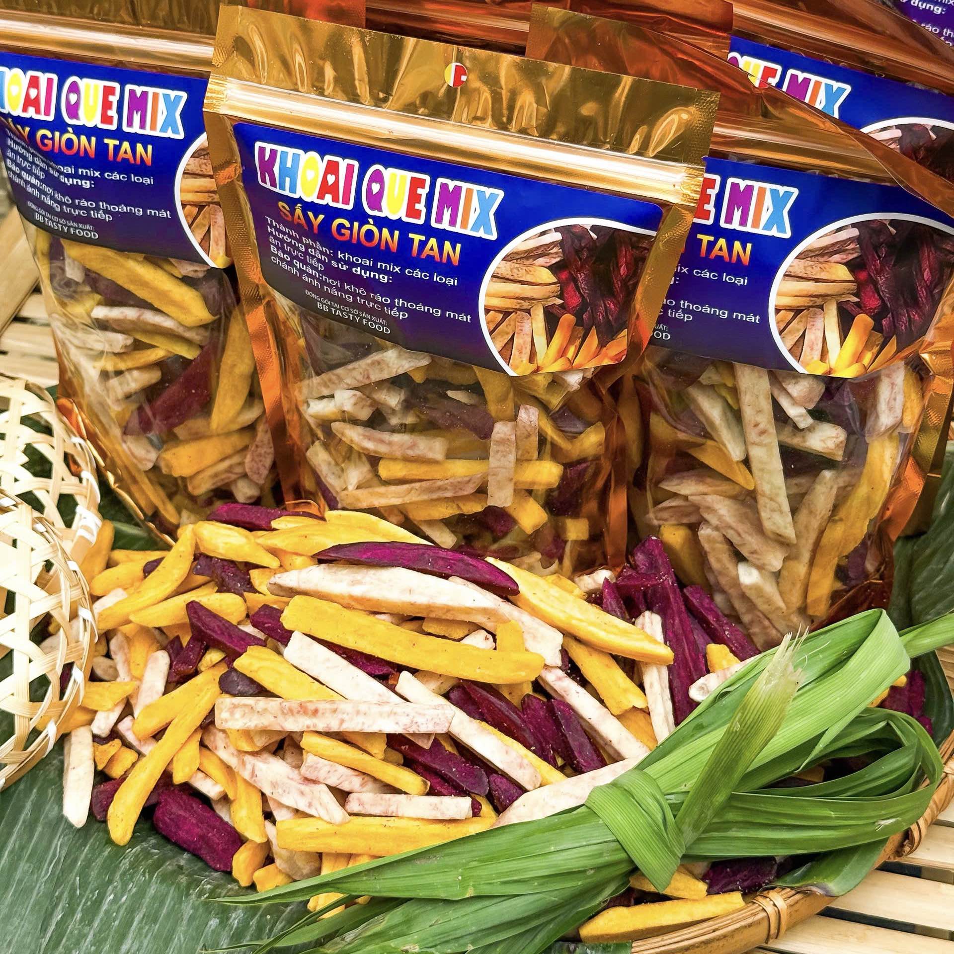 Khoai Sấy Mộc Nguyên Vị Không Đường 400gr - Mix 3 Loại ( Khoai Lang Vàng, Khoai Lang Tím, Khoai Môn)