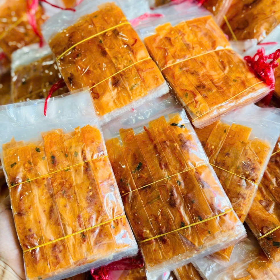 Set 10 Gói Bánh Tráng Tôm Dẻo Cuộn Khô Bò Sợi Hành Phi Siêu Cuốn