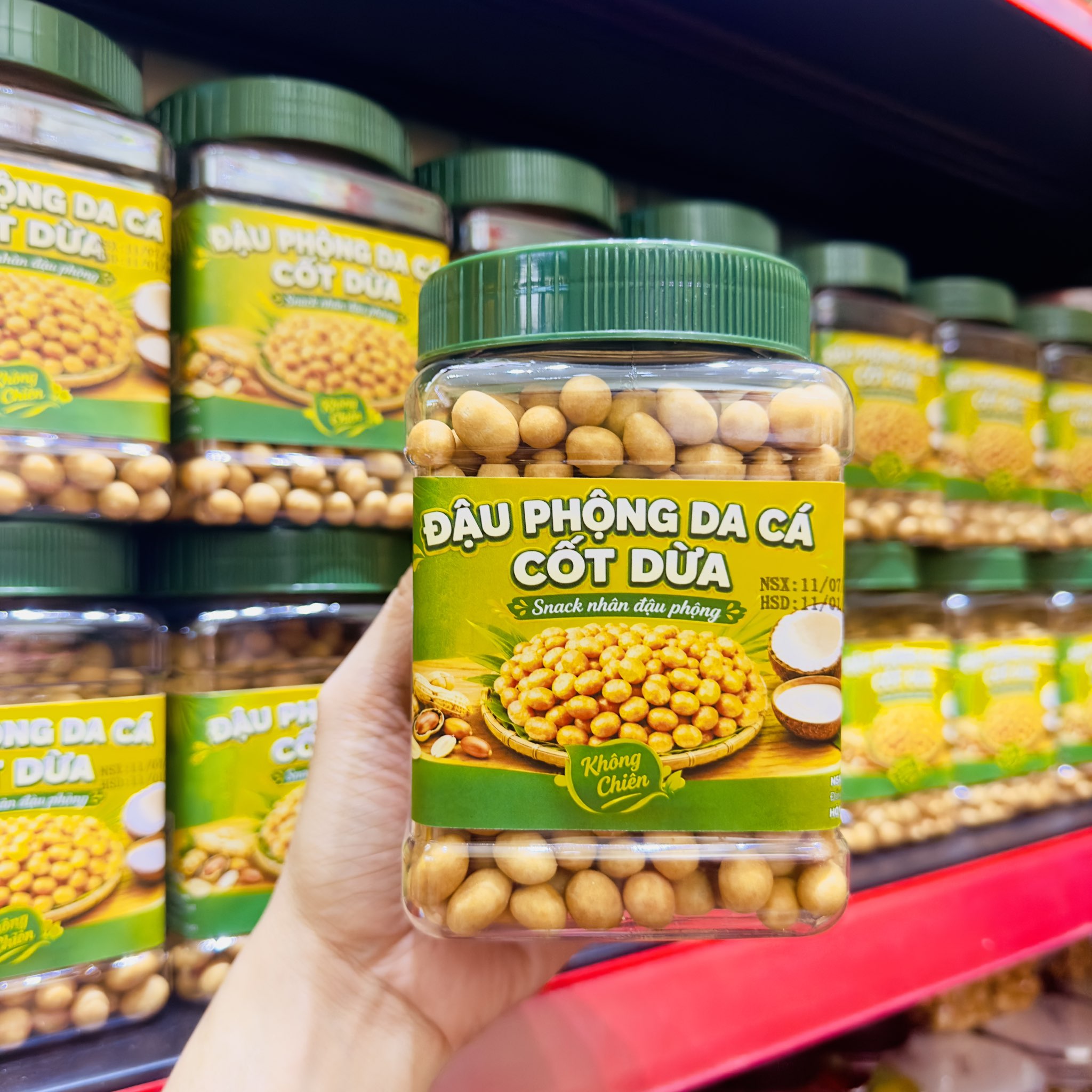 Đậu Phộng Da Cá Nước Cốt Dừa 500gr - Giòn Tan, Béo Thơm, Đậm Vị Tự Nhiên