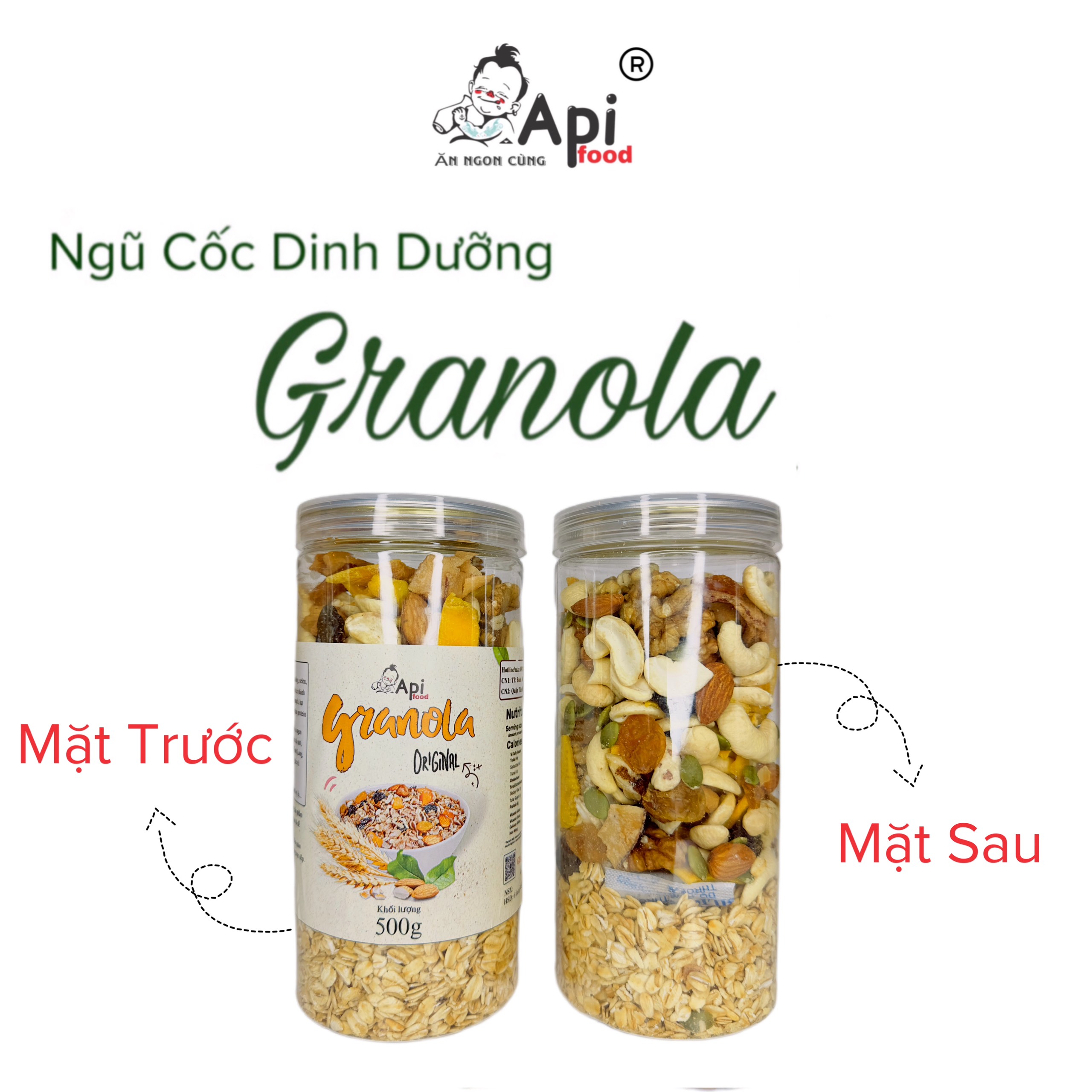 [ COMBO 2 HỘP TẶNG 1 BỘ CHÉN GÁO DỪA ] Ngũ Cốc Dinh Dưỡng Granola 30% Yến Mạch 1KG Api Food - Ngũ Cốc Ăn Kiêng, Hổ Trợ Giảm Cân