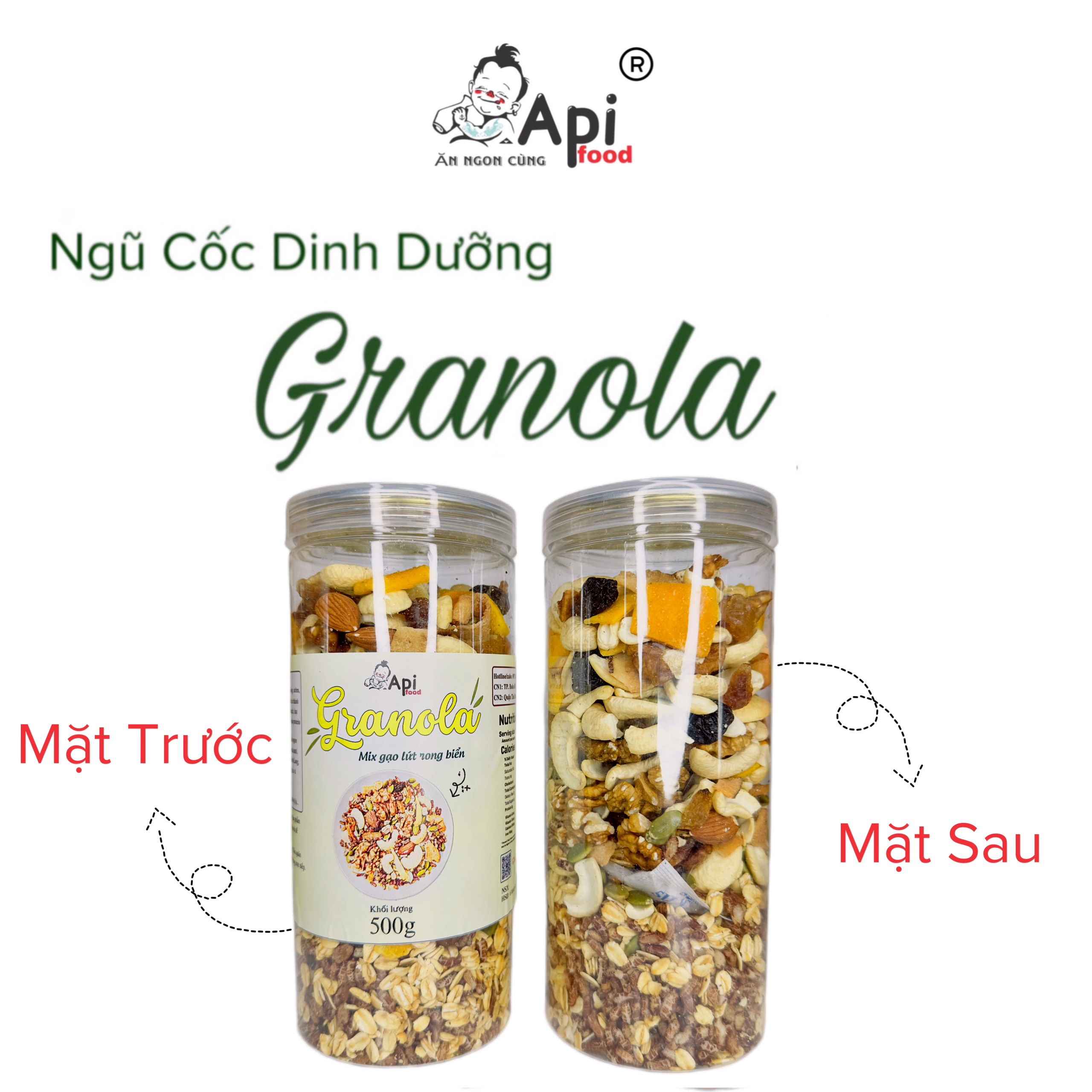 [ COMBO 2 HỘP TẶNG 1 BỘ CHÉN GÁO DỪA ] Ngũ Cốc Dinh Dưỡng Granola 30% Yến Mạch 1KG Api Food - Ngũ Cốc Ăn Kiêng, Hổ Trợ Giảm Cân