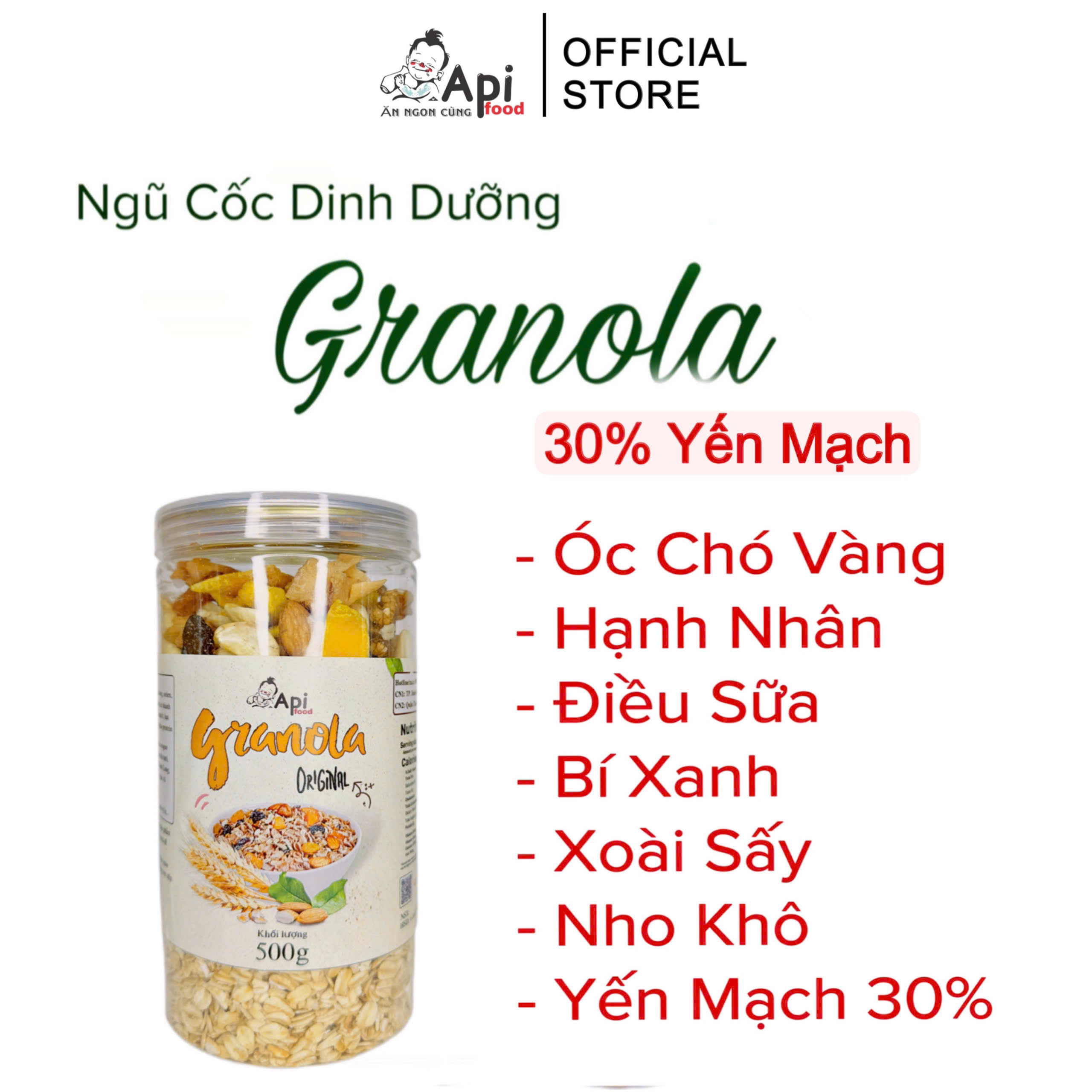 [ COMBO 3 TẶNG 1 ] Ngũ Cốc Dinh Dưỡng Granola 30% Yến Mạch 2KG - Ăn Vặt Api Food - Ngũ Cốc Ăn Kiêng, Hổ Trợ Giảm Cân