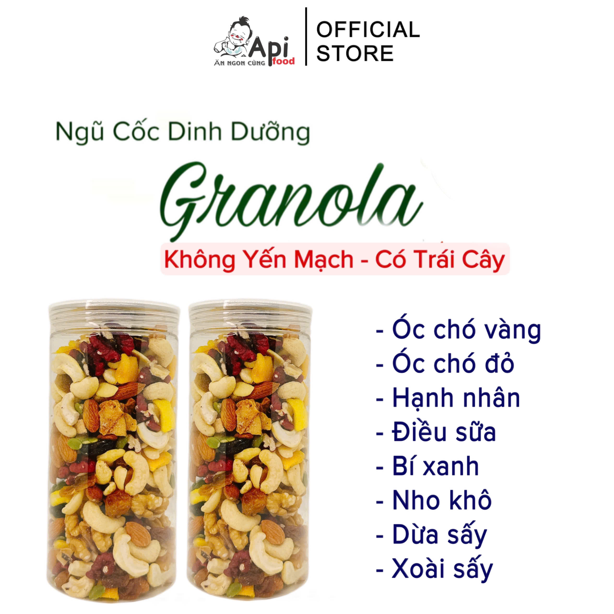 [KHÔNG YẾN MẠCH - CÓ TRÁI CÂY] Ngũ Cốc Dinh Dưỡng Granola ApiFood - Food, Thức Ăn, Snack