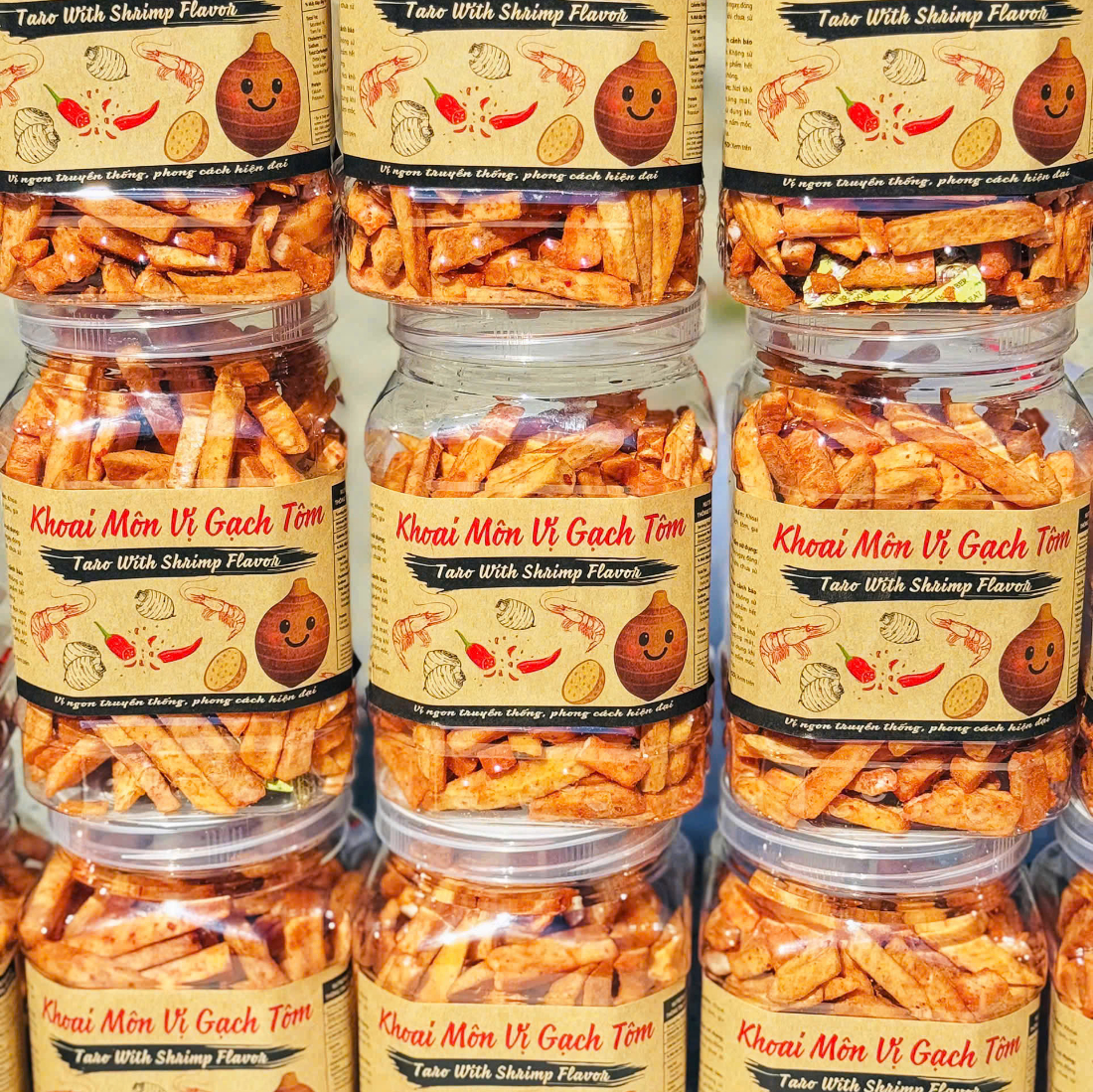 Khoai Môn Sấy Vị Gạch Tôm 500g - Ăn Vặt Api Food