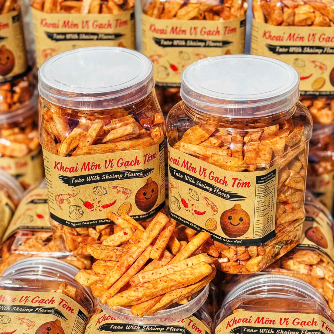 Khoai Môn Sấy Vị Gạch Tôm 500g - Ăn Vặt Api Food