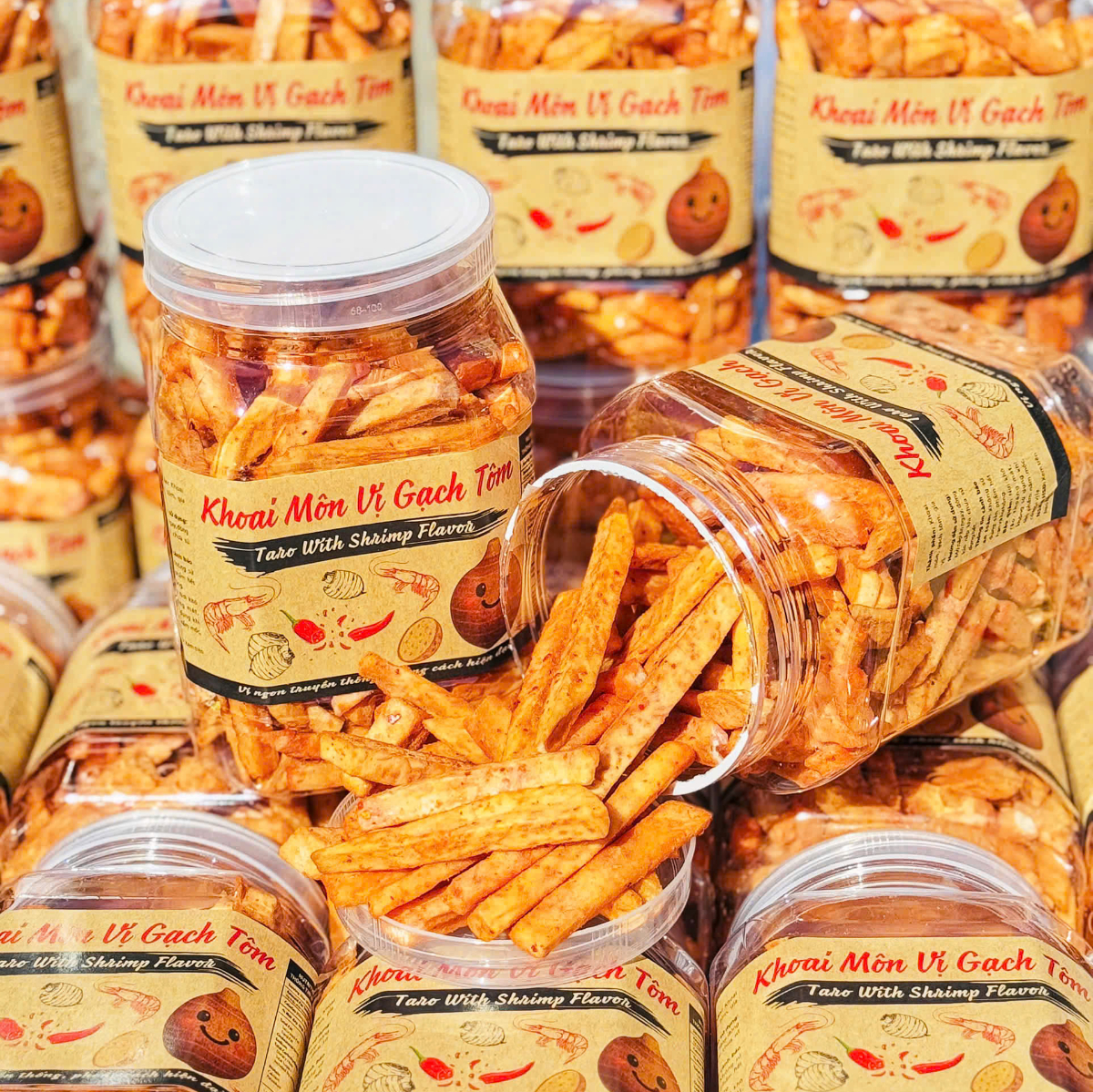 Khoai Môn Sấy Vị Gạch Tôm 500g - Ăn Vặt Api Food