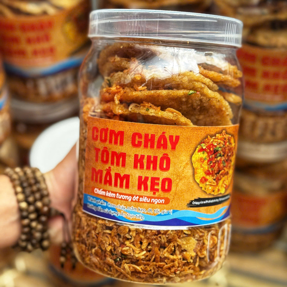 Cơm Cháy Tôm Khô Mắm Kẹo Giòn Rụm Thơm Nứt Mũi - Ăn Vặt Api Food