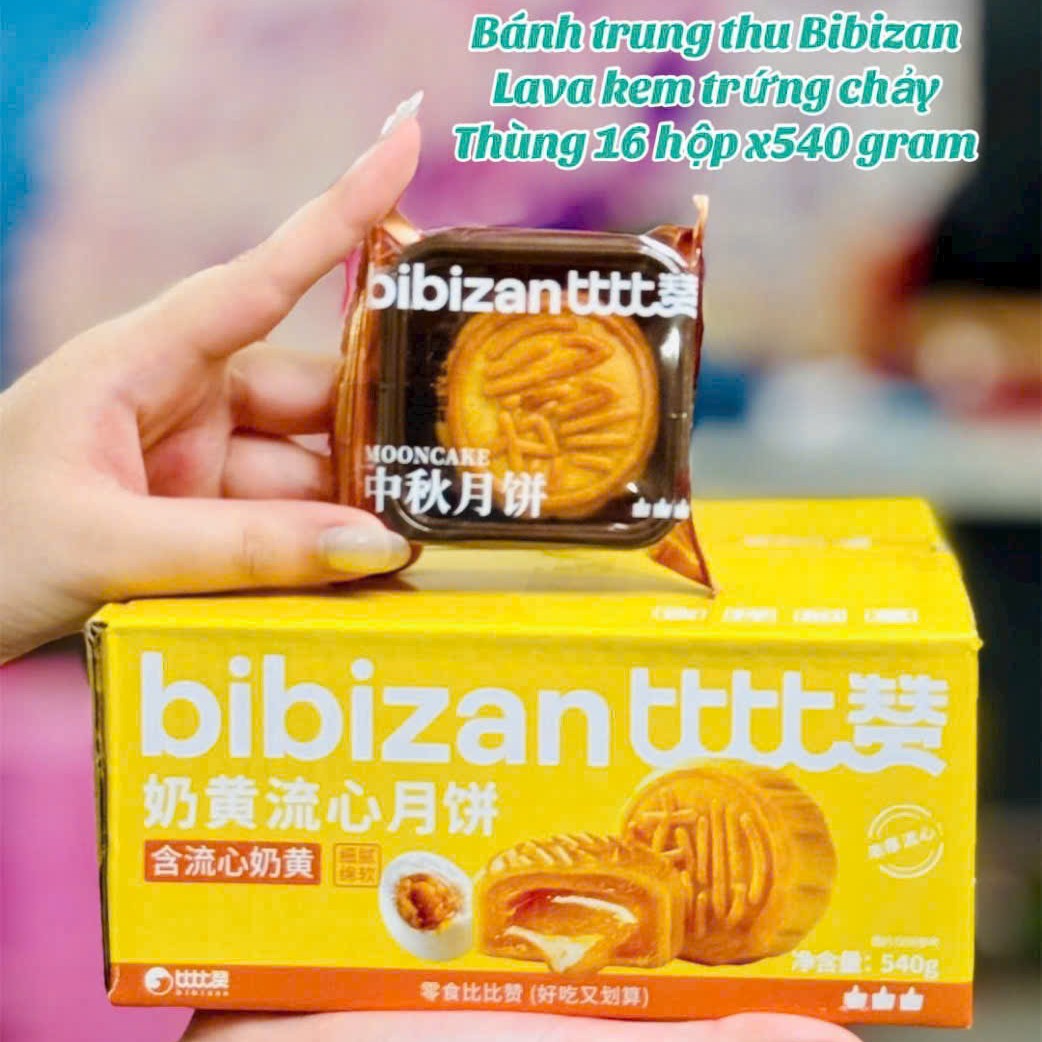 Bánh Trung Thu Lava Trứng Chảy Bibizan 540gr ( Hộp 12 Cái )