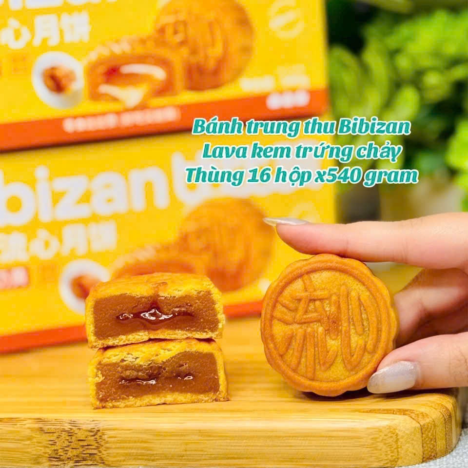 Bánh Trung Thu Lava Trứng Chảy Bibizan 540gr ( Hộp 12 Cái )