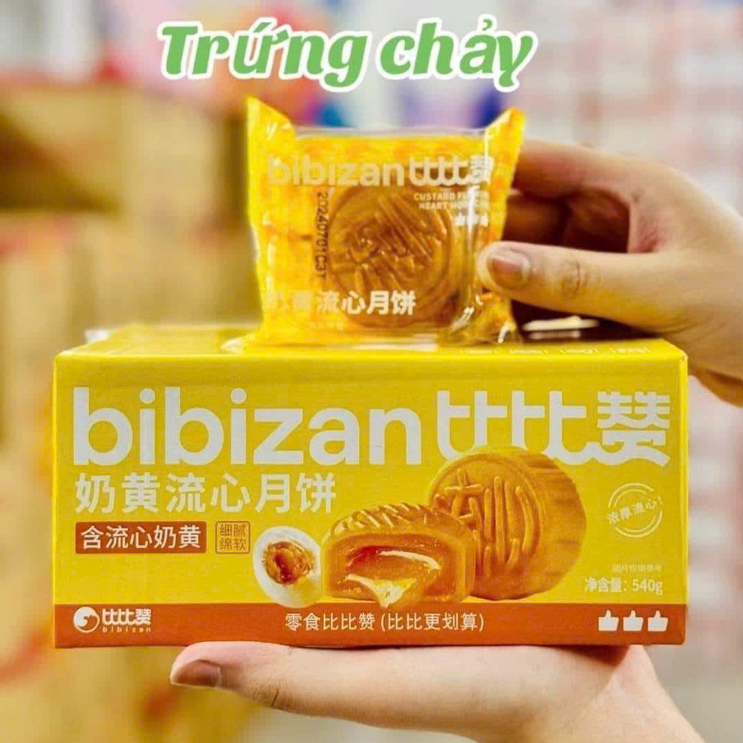 Bánh Trung Thu Lava Trứng Chảy Bibizan 540gr ( Hộp 12 Cái )