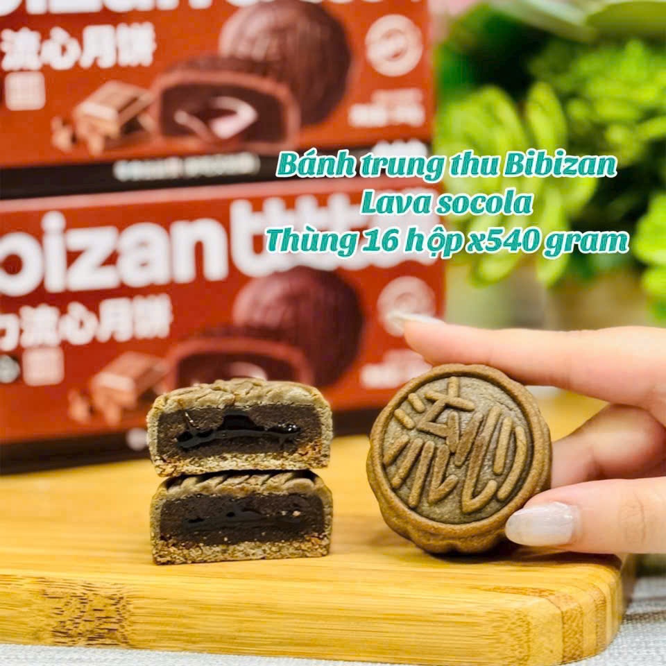 Bánh Trung Thu Lava Trứng Chảy Bibizan 540gr ( Hộp 12 Cái )