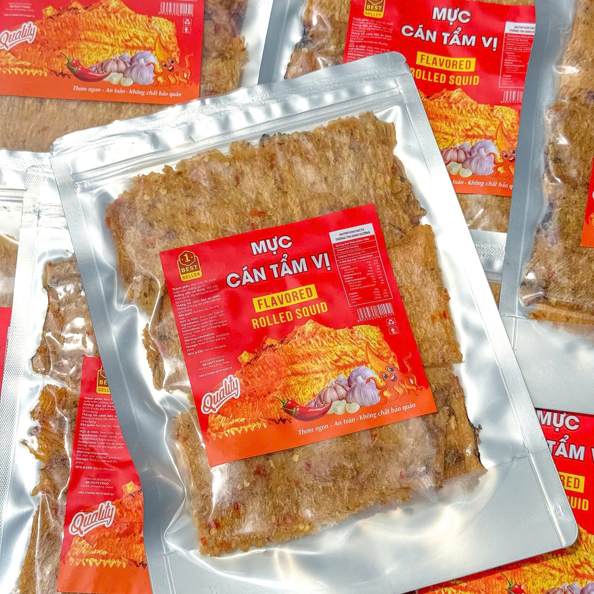 Khô Mực Cán Tẩm Gia Vị Loại Ngon, Đặc Sản Nha Trang 250gr ( Túi Zip )