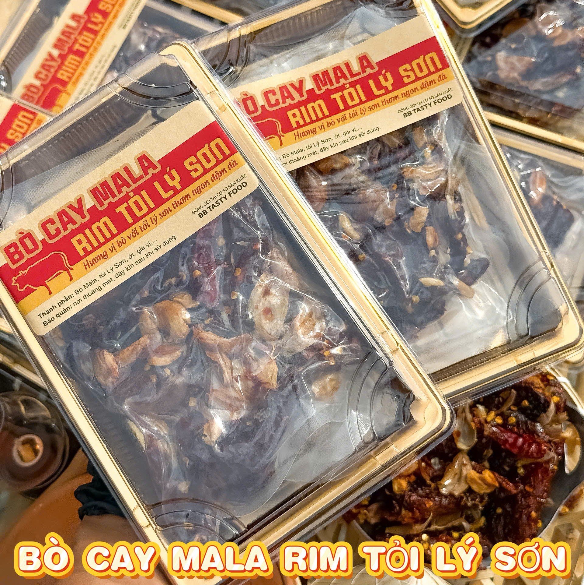 Khô Bò Cay Mala Rim Tỏi Lý Sơn Đậm Đà Vị Ngon Cay Khó Cưỡng 300gr