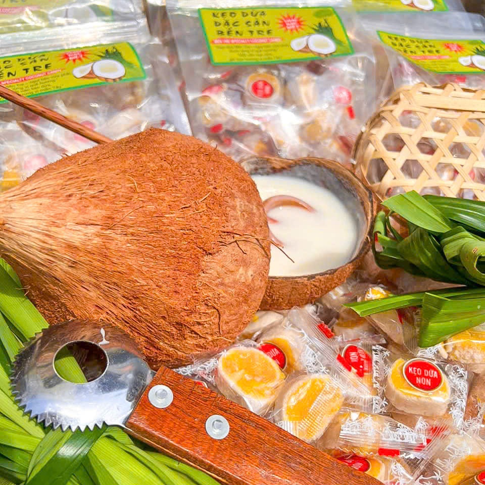 Kẹo Dừa Non Cuộn Sầu Riêng 500gr – Dẻo Mềm Béo Ngậy, Thơm Ngon Tan Chảy Vị Sầu Riêng