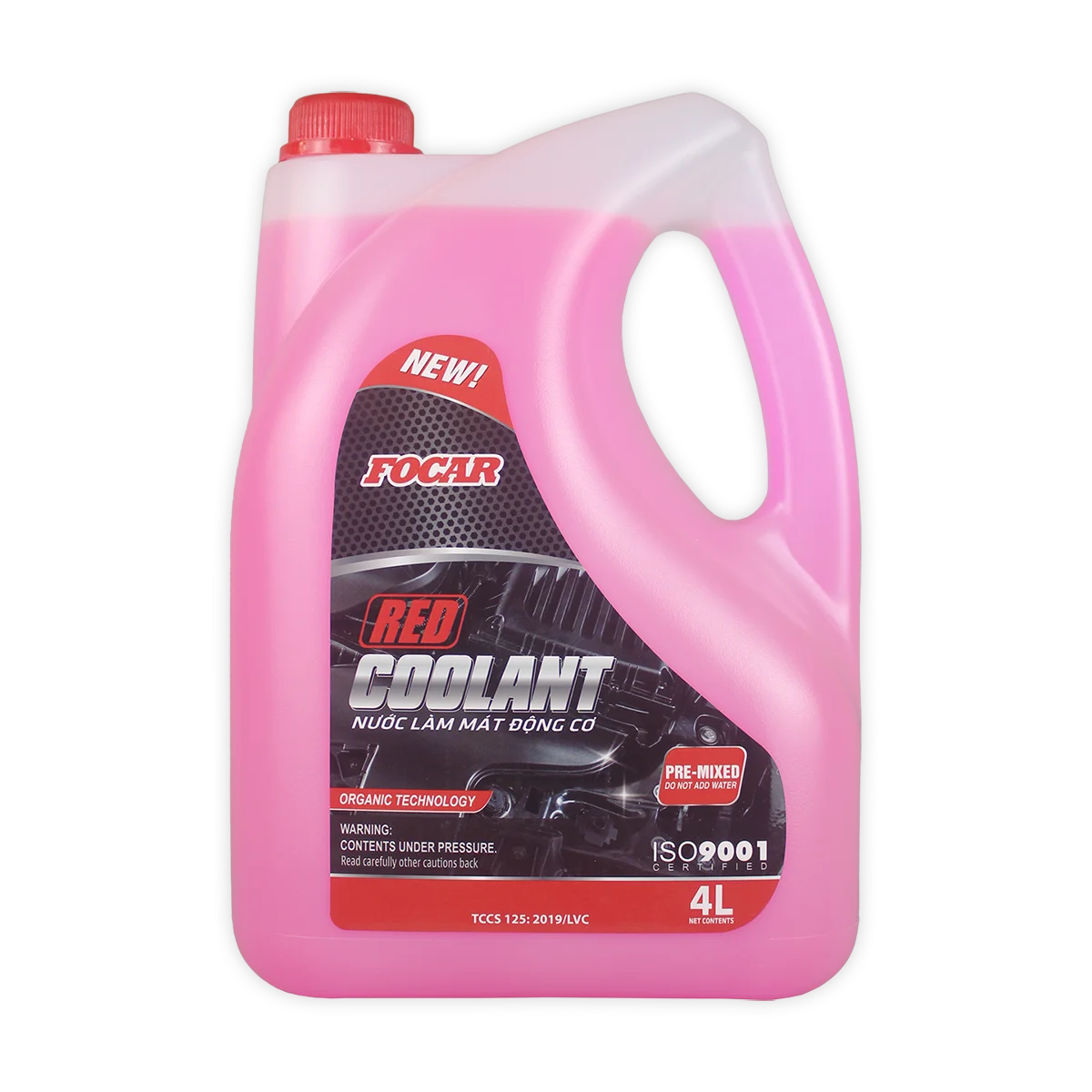 Nước làm mát động cơ ô tô màu đỏ Focar Red Coolant công nghệ OAT 4L.