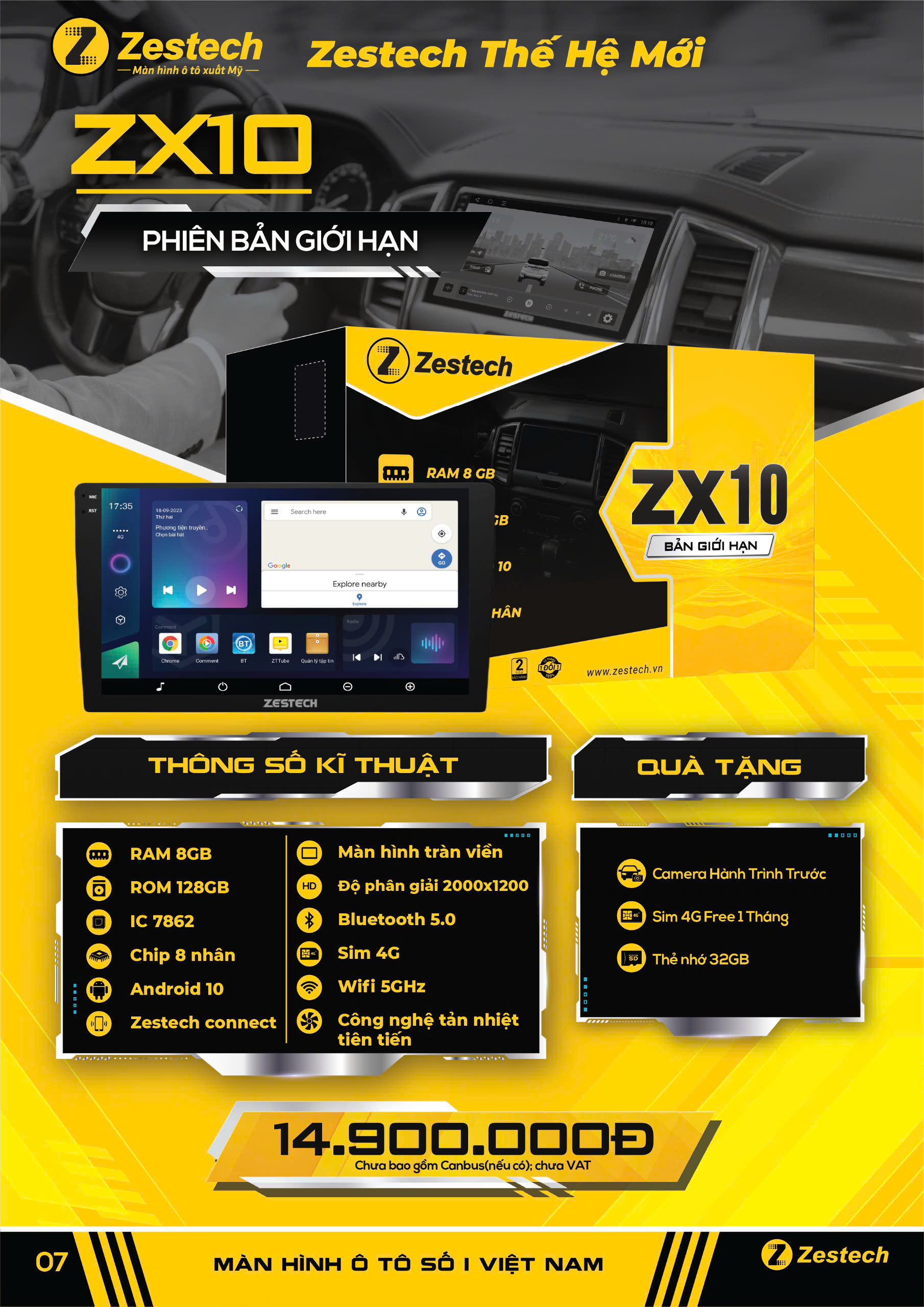 Màn hình ô tô android ZX10 bản giới hạn