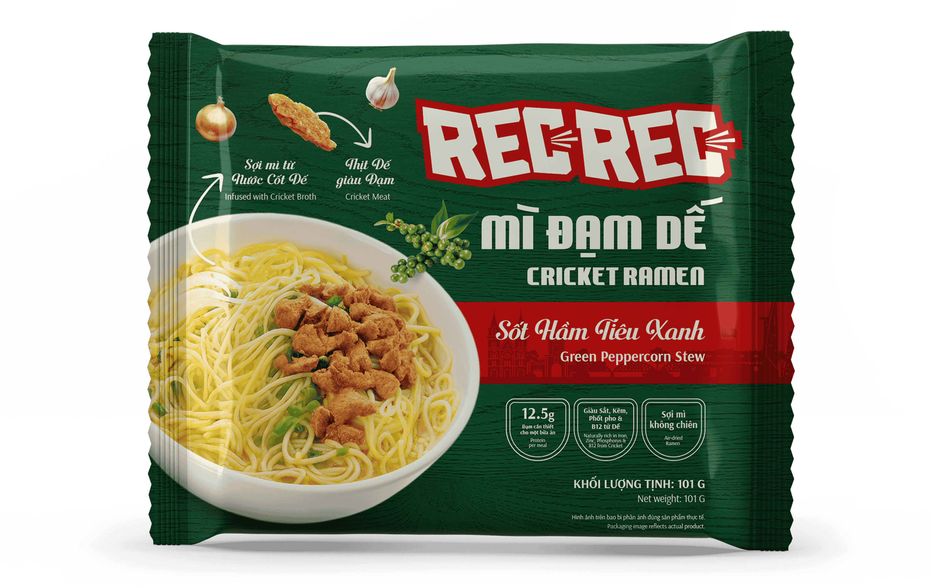 Mì Đạm Dế REC REC - Vị Sốt Hầm Tiêu Xanh
