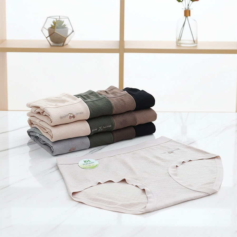 Quần lót nữ QB cotton dệt họa tiết co giãn thoáng khí phong cách thanh lịch 16E