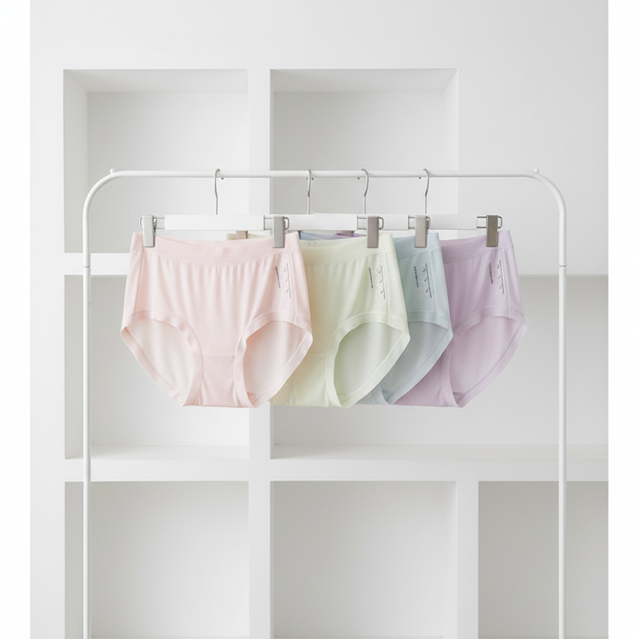 Quần lót nữ QB su lạnh trơn in chữ tối giản thời trang 16E