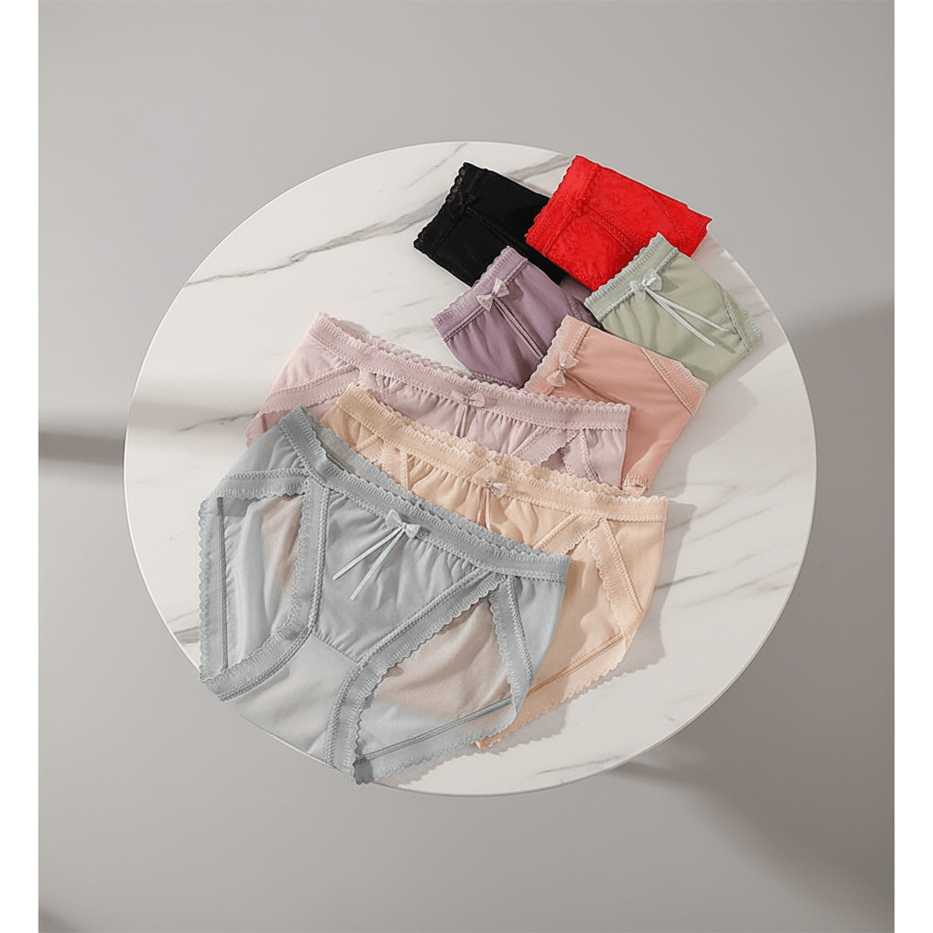 Quần lót nữ QB lưới xuyên viền ren nơ nhỏ sexy 16E