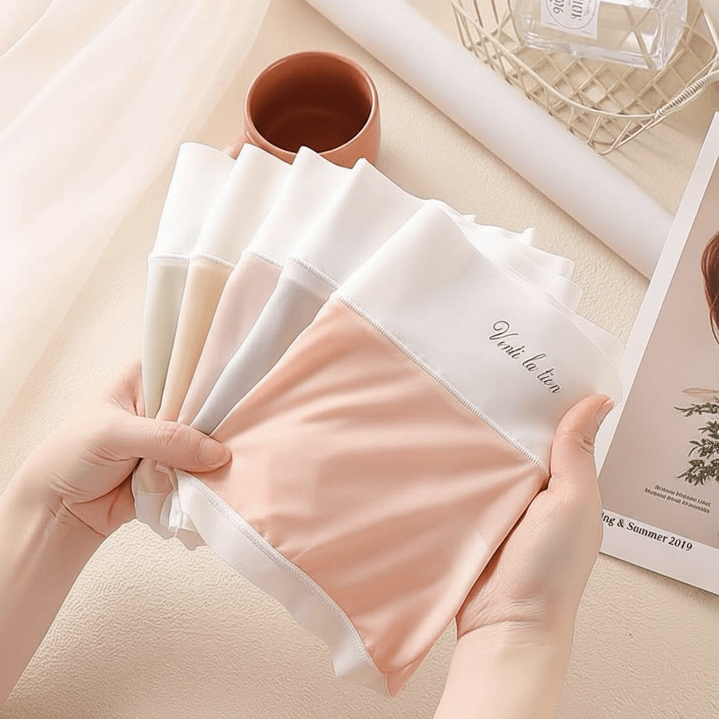 Quần lót nữ QB trơn mỏng cạp phối chữ basic đơn giản 16E