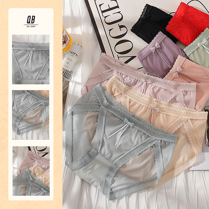 Quần lót nữ QB lưới xuyên viền ren nơ nhỏ sexy 16E