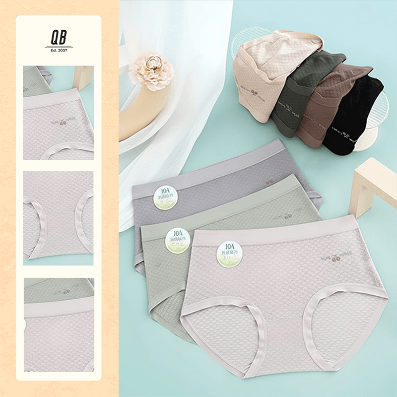 Quần lót nữ QB cotton dệt họa tiết co giãn thoáng khí phong cách thanh lịch 16E