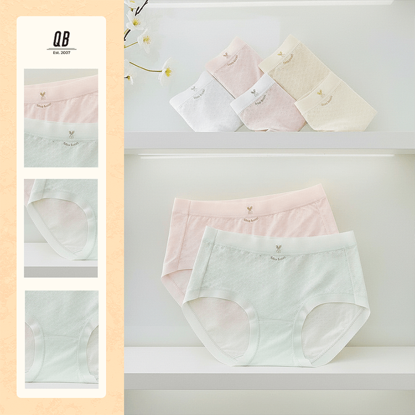 Quần lót nữ QB cotton thoáng khí co giãn 4 chiều phối họa tiết đáng yêu 16E