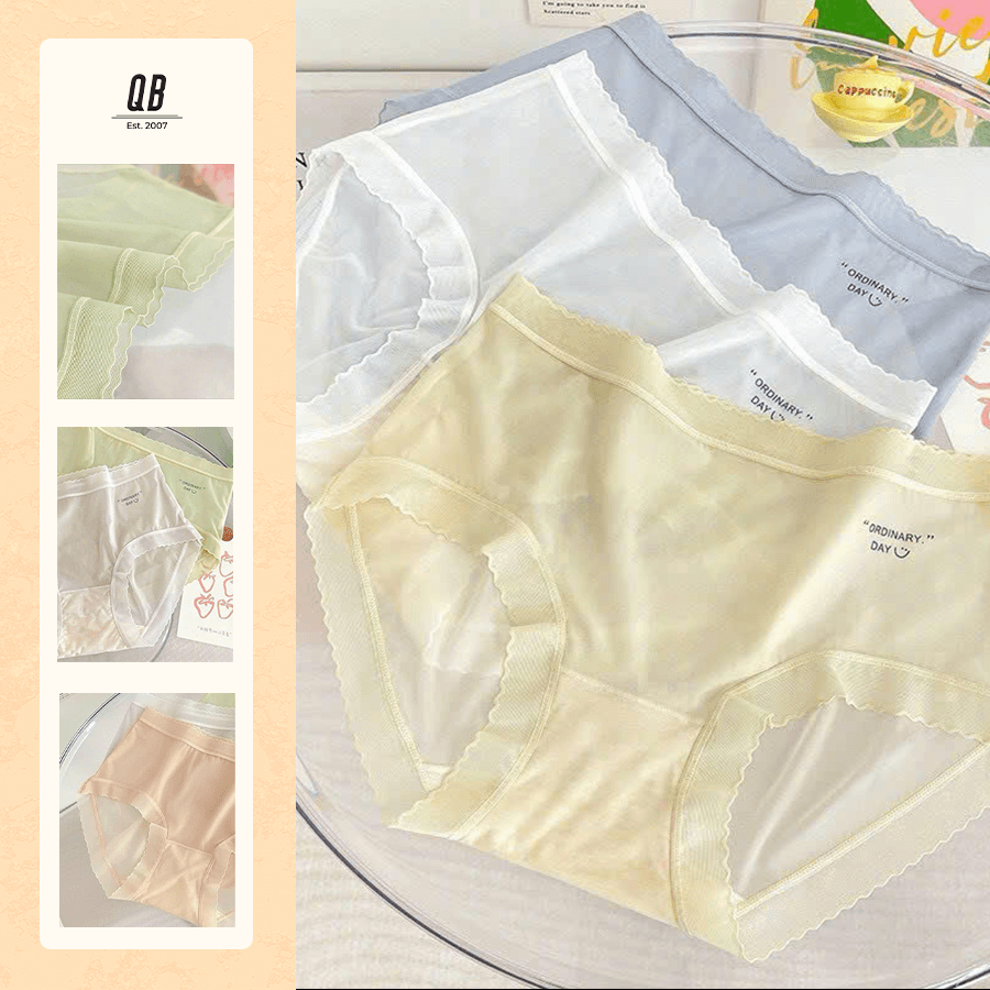 Quần lót nữ QB trơn viền lượn sóng phối chữ “ORDINARY DAY” 16E